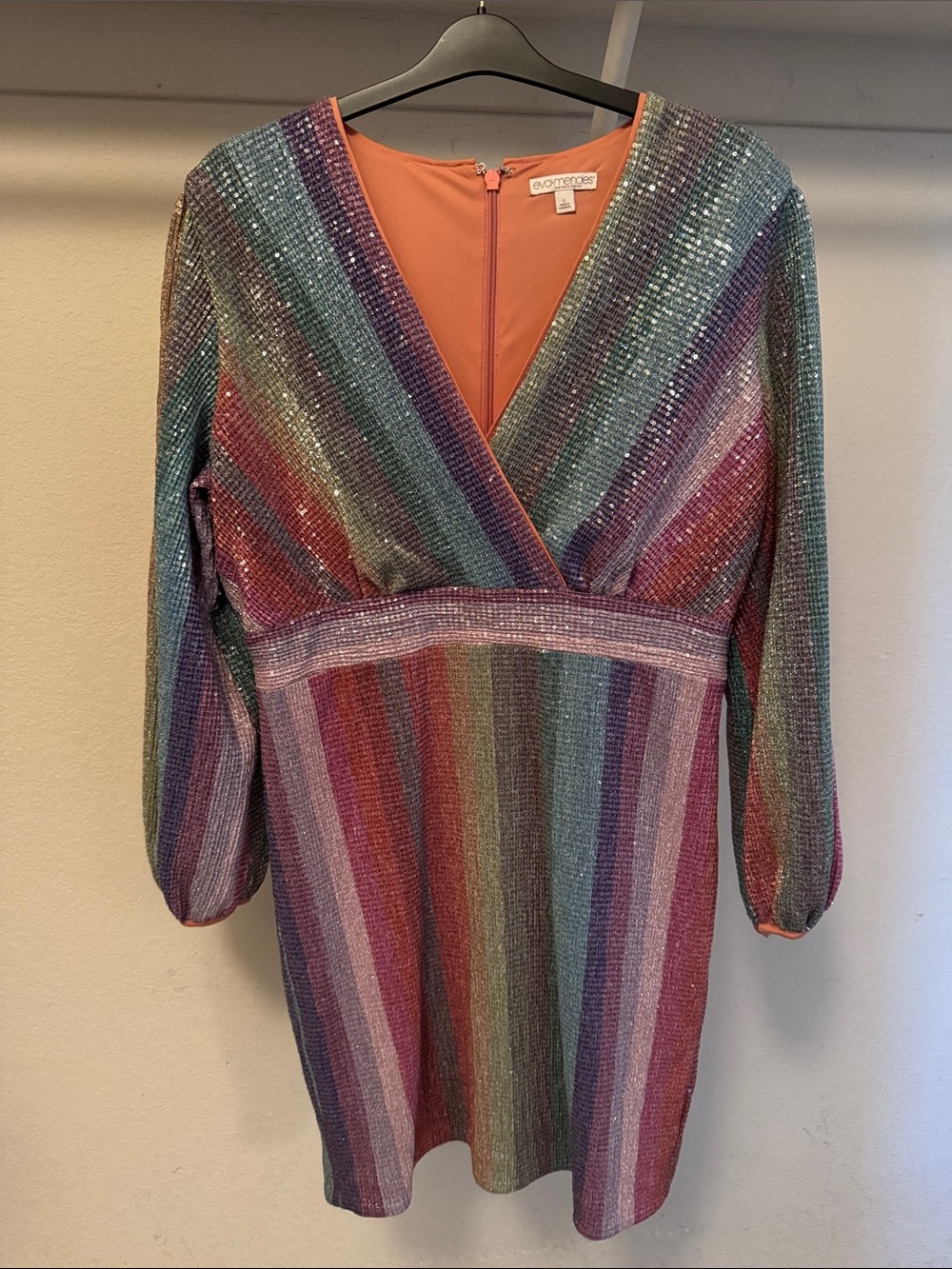 Sparkle Multi-Stripe V-Neck Mini Dress